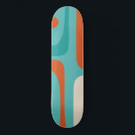 Mid-century Modern Piquet Minimalist Turquoise Skateboard<br><div class="desc">Mid Century Modern Piquet Minimalist Abstract Pattern in Turquoise Teal,  Orange,  and Beige Cream. Fun but sophisticated midcentury mod retro minimalistic design; a nod towards the 50s and 60s,  in fun colours. Simple; striking. By Kierkegaard Design Studio.</div>
