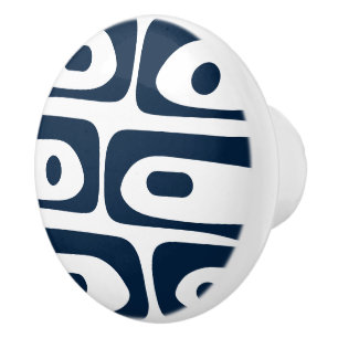 Mid Century Modern Piquet Pattern Ceramic Knob