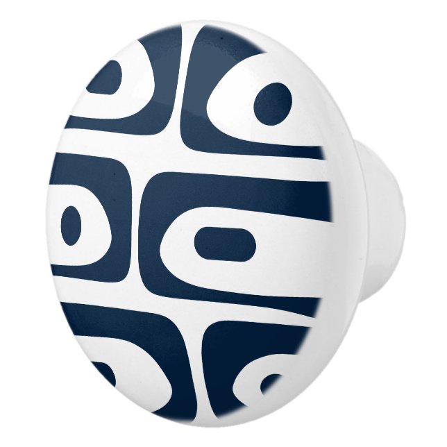 Mid Century Modern Piquet Pattern Ceramic Knob (Right)