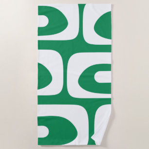 Mid Century Modern Piquet Pattern in Kelly Green Beach Towel