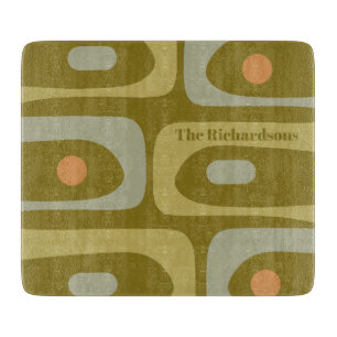 Mid Century Modern Piquet Pattern Personalised Cutting Board
