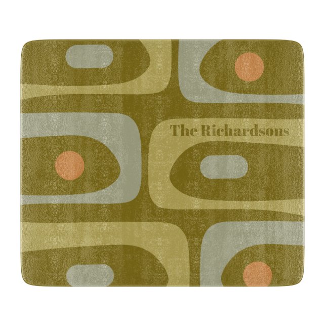 Mid Century Modern Piquet Pattern Personalised Cutting Board (Front)