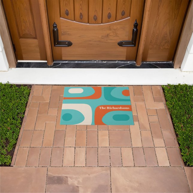 Mid-century Modern Piquet Pattern Personalised Doormat (Outdoor)