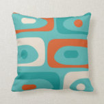 Mid-century Modern Piquet Pattern Teal Orange Cushion<br><div class="desc">Mid Century Modern Piquet Minimalist Abstract Pattern in Turquoise Teal,  Orange,  and Beige Cream. Fun but sophisticated midcentury mod retro design; a nod towards the 50s and 60s,  in fun colours. By Kierkegaard Design Studio.</div>