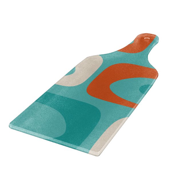 Mid-Century Modern Piquet Pattern Teal Orange Cutting Board (Corner)