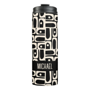 Mid Century Modern Piquet Personalised Black Thermal Tumbler