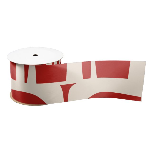 Mid-Century Modern Piquet Retro Pattern Red  Satin Ribbon (Spool)