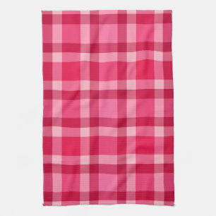 Mid-Century Modern Plaid - Pink and Wine Tea Towel