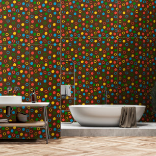 Mid century modern polka dot brown peel and stick wallpaper