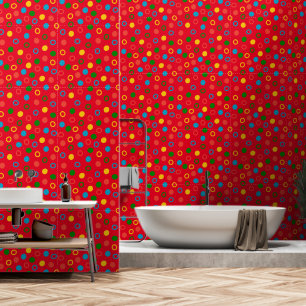 Mid century modern polka dot red peel and stick wallpaper
