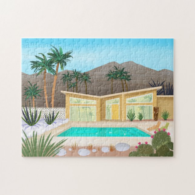 Mid Century Modern Pool House Jigsaw Puzzle (Horizontal)