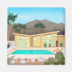Mid Century Modern Pool House Magnet