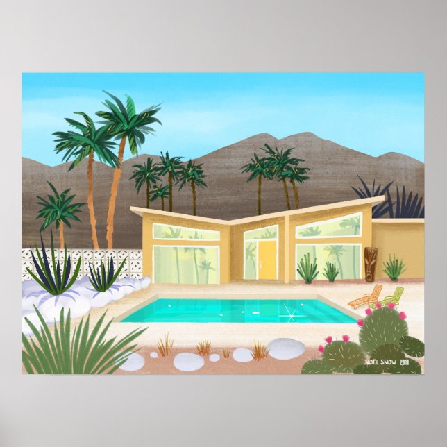 Mid Century Modern Pool House Poster (Front)