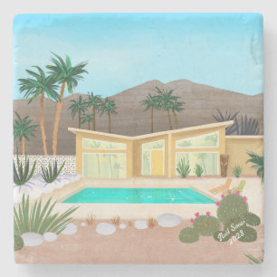 Mid Century Modern Pool House Stone Coaster