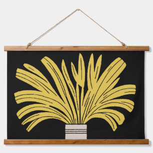 Mid Century Modern Potted Plant Hanging Tapestry