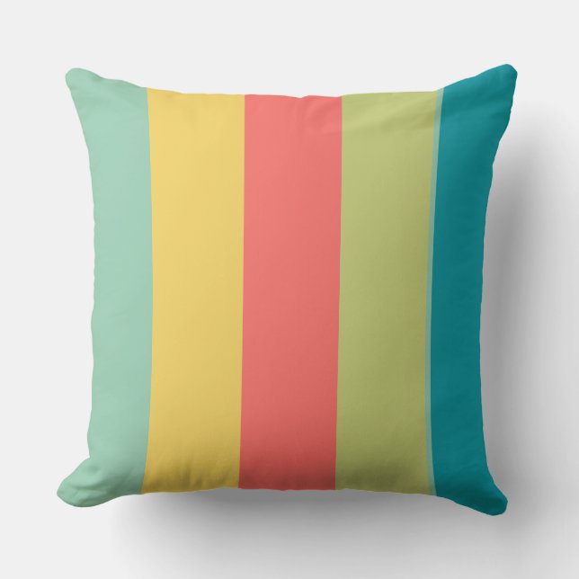Mid - Century Modern Rainbow Stripes Cushion (Front)