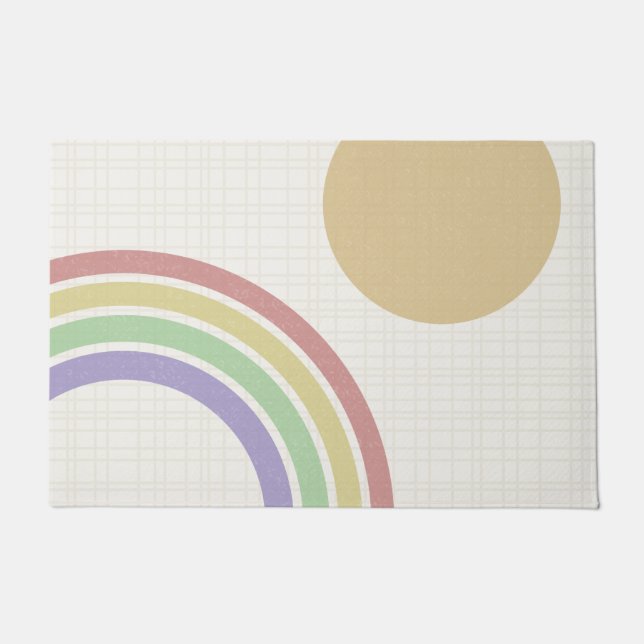 Mid Century Modern Rainbow Sun Doormat (Front)