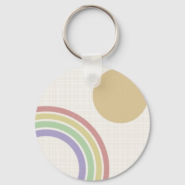 Mid Century Modern Rainbow Sun Key Ring (Front)