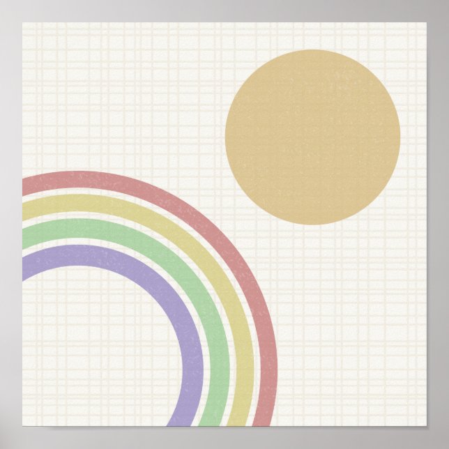 Mid Century Modern Rainbow Sun Poster (Front)