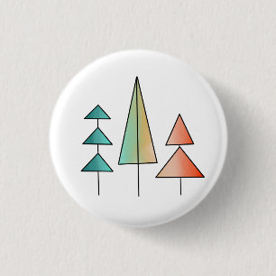 mid century modern rainbow trees blush teal simple 3 cm round badge