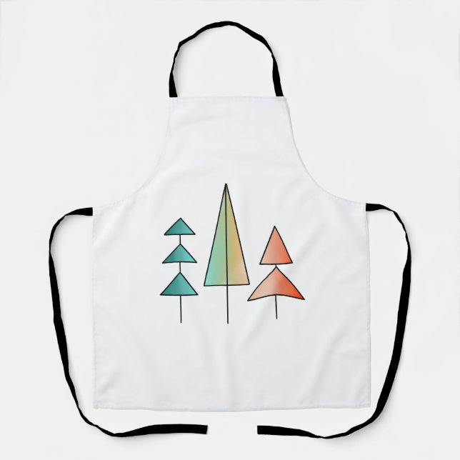 mid century modern rainbow trees blush teal simple apron (Front)
