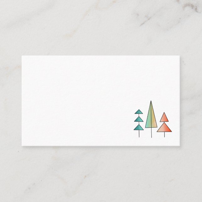 mid century modern rainbow trees blush teal simple business card (Front)