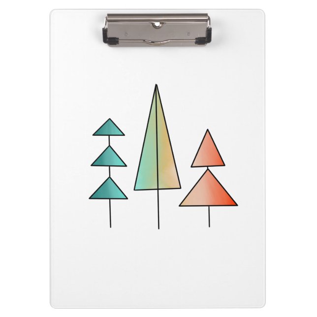 mid century modern rainbow trees blush teal simple clipboard (Front)