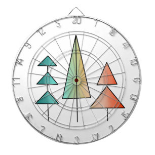 mid century modern rainbow trees blush teal simple dartboard
