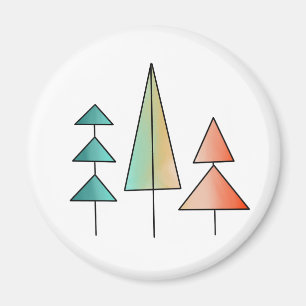 mid century modern rainbow trees blush teal simple magnet