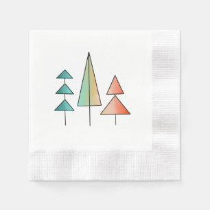 mid century modern rainbow trees blush teal simple napkin