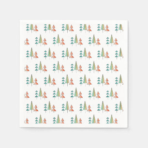mid century modern rainbow trees blush teal simple napkin