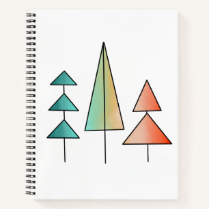 mid century modern rainbow trees blush teal simple notebook
