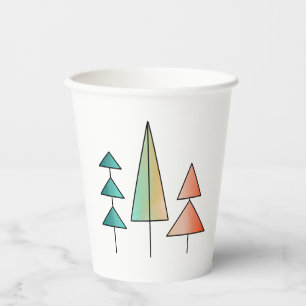 mid century modern rainbow trees blush teal simple paper cups