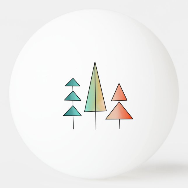 mid century modern rainbow trees blush teal simple ping pong ball (Front)