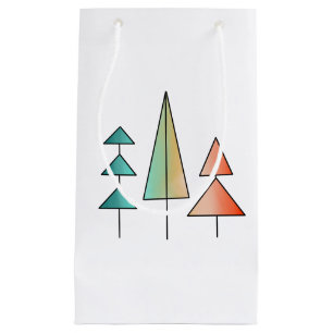 mid century modern rainbow trees blush teal simple small gift bag