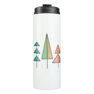mid century modern rainbow trees blush teal simple thermal tumbler