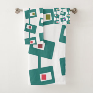 Mid-Century Modern Rectangles and Squares Bath Towel Set