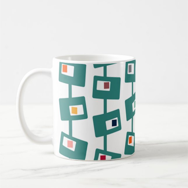 Mid-Century Modern Rectangles and Squares Coffee Mug (Left)