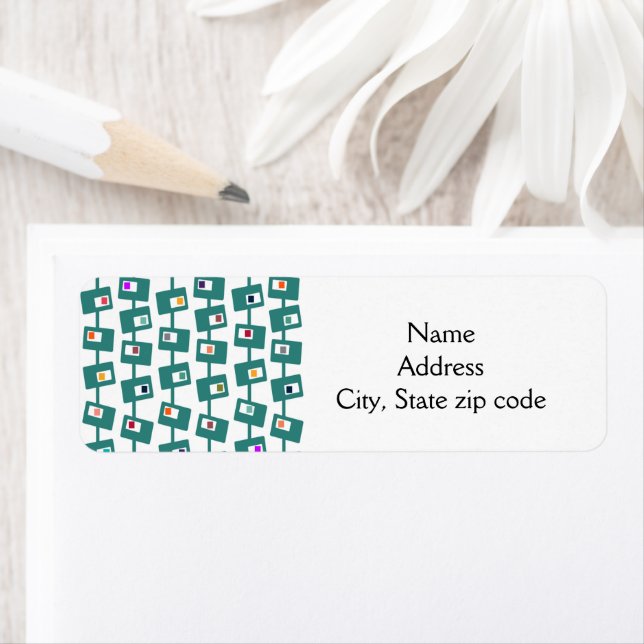 Mid-Century Modern Rectangles and Squares  Return Address Label (Insitu)