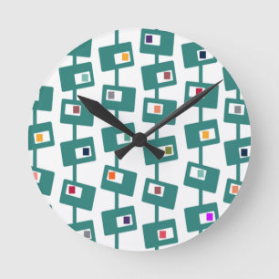 Mid-Century Modern Rectangles and Squares Round Clock