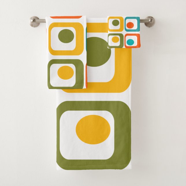 Mid-Century Modern Rectangles Bath Towel Set (Insitu)