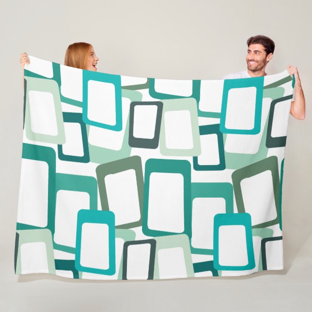 Mid-Century Modern Rectangles Fleece Blanket (In Situ)