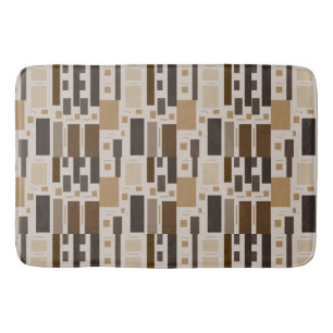 Mid Century Modern Rectangles in Earth Tones Bath Mat