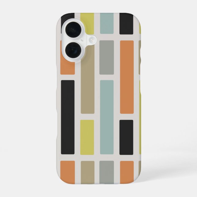 Mid Century Modern Rectangles iPhone 16 Case (Back)