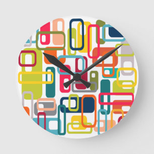 Mid-century Modern Rectangles Round Clock