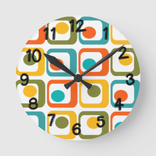 Mid-Century Modern Rectangles Round Clock