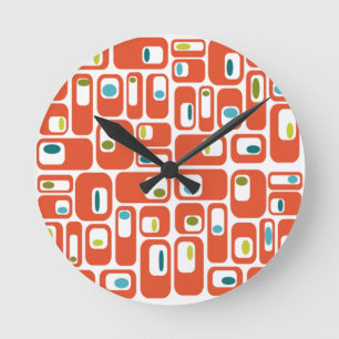 Mid-century Modern Rectangles  Round Clock