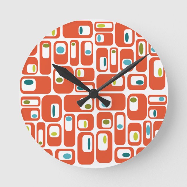 Mid-century Modern Rectangles  Round Clock (Front)