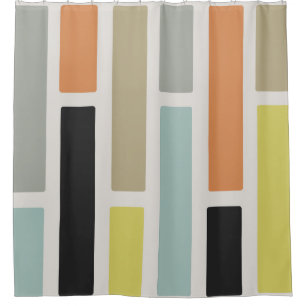Mid Century Modern Rectangles Shower Curtain