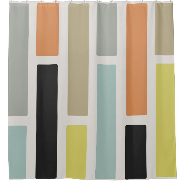 Mid Century Modern Rectangles Shower Curtain (Front)